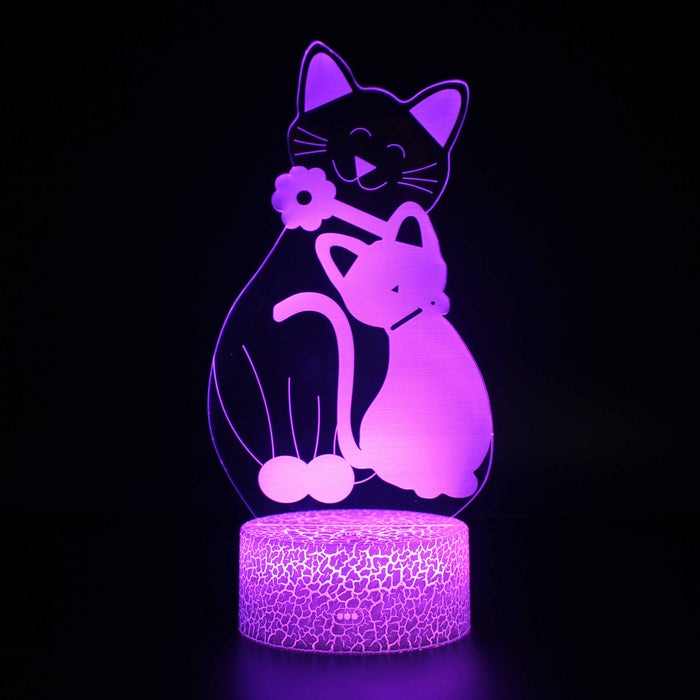 Two Loving Cats 3D Optical Illusion Lamp