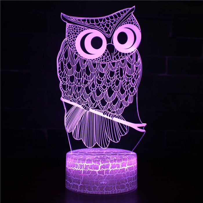 Realistic Owl 3D Optical Illusion Lamp
