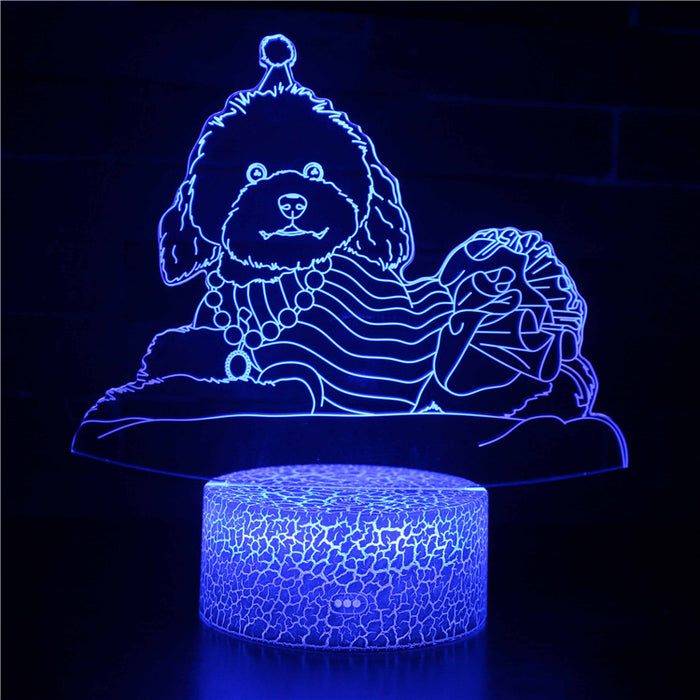 Stylish Poodle Dog 3D Optical Illusion Lamp