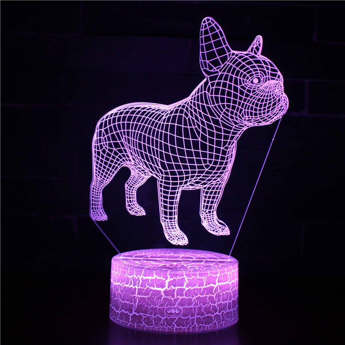 French Bull Dog 3D Optical Illusion Lamp
