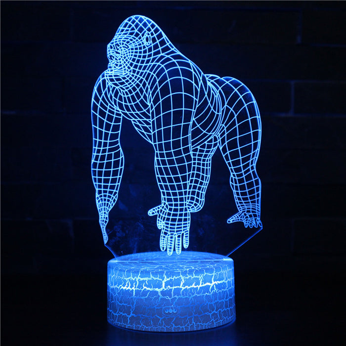 Realistic Gorilla 3D Optical Illusion Lamp