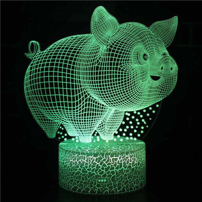 Cute Pig 3D Optical Illusion Lamp