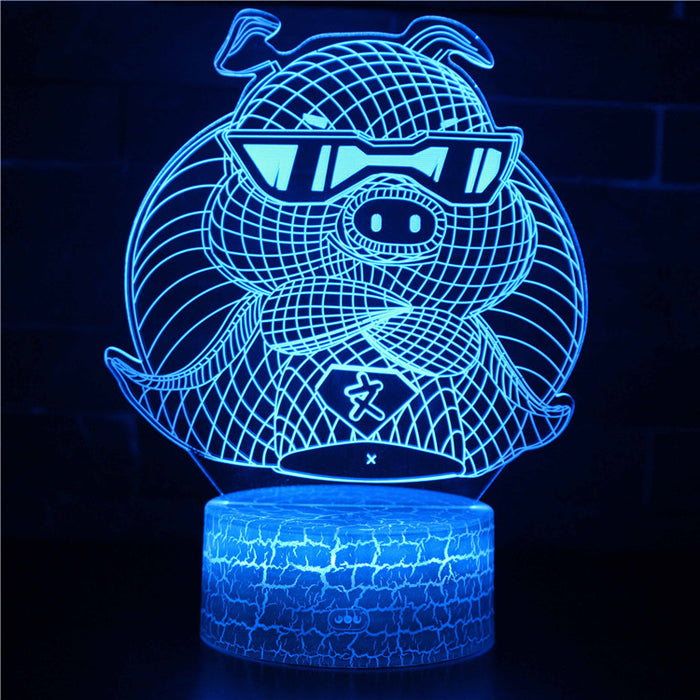 Cute Animal Pig Cartoon Optical Illusion Lamp