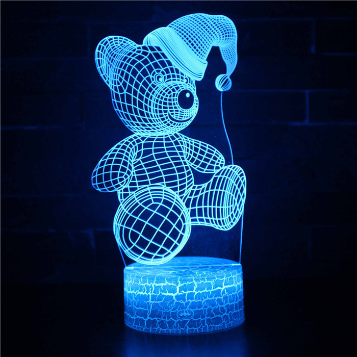 Teddy Bear Christmas 3D Optical Illusion Lamp