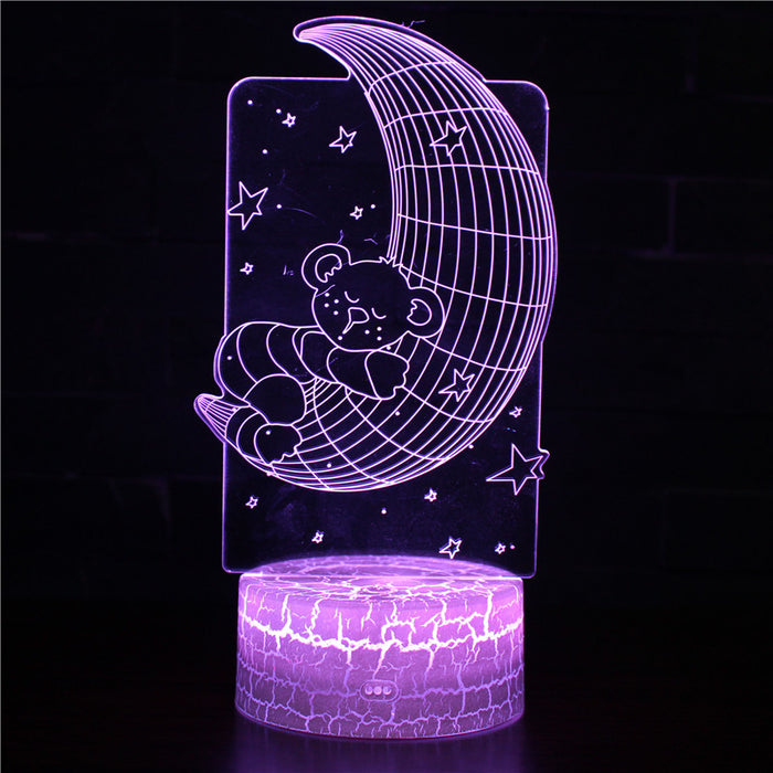 Teddy Bear Moon 3D Optical Illusion Lamp