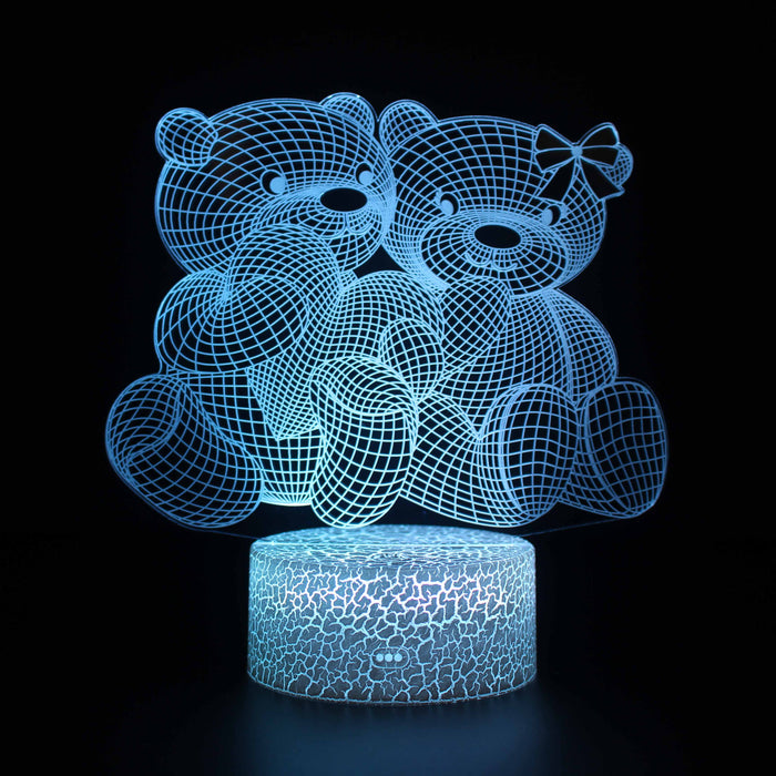 Teddy Bears In Love 3D Optical Illusion Lamp