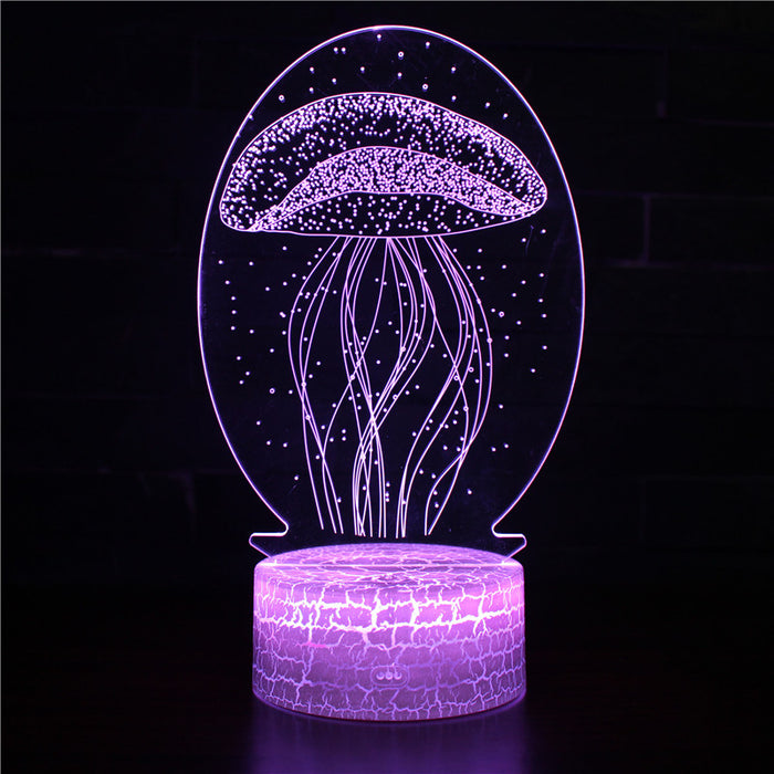 Realistic Jellyfish Marine Life 3D Optical Illusion Lamp