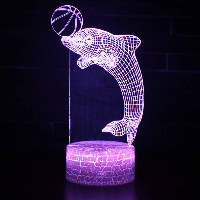Realistic Dolphin Marine Life 3D Optical Illusion Lamp