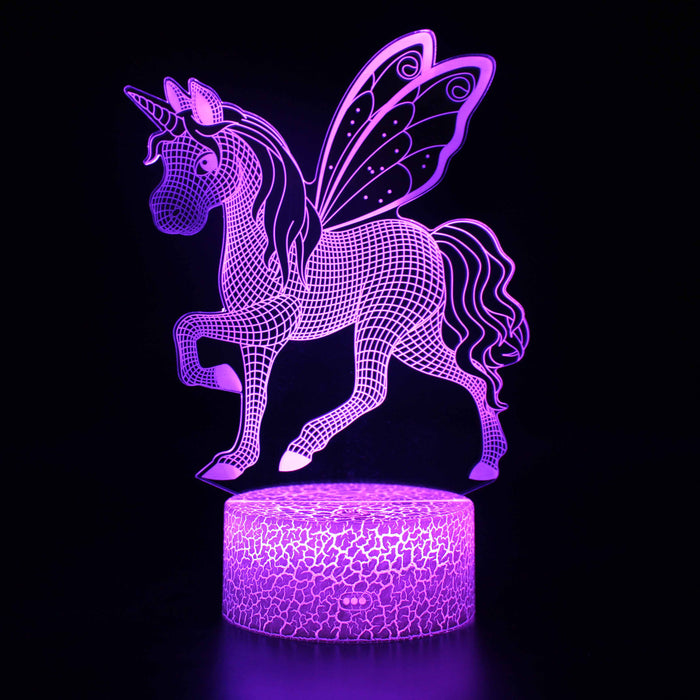 Abstract Unicorn Horse With Wings Optical Illusion Lamp