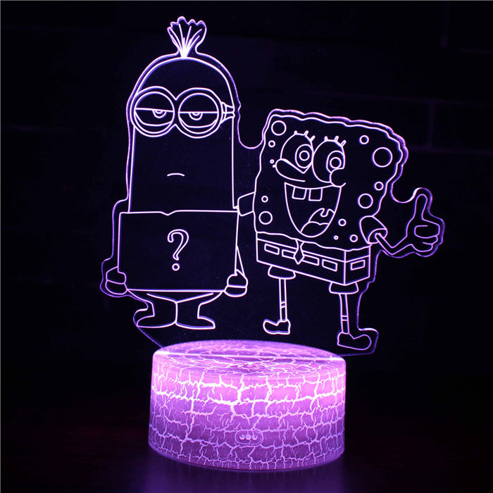 Spongebob & Minion 3D Optical Illusion Lamp