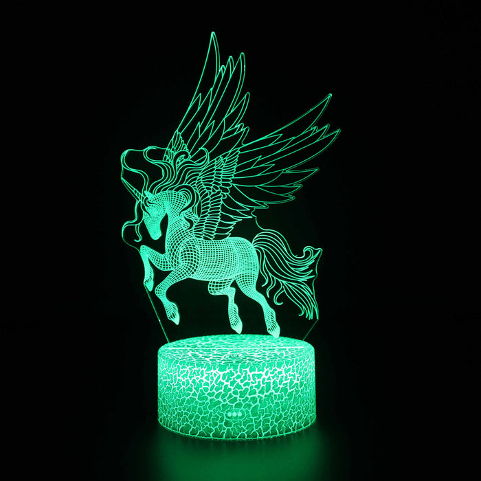 Abstract Green Unicorn Horse Optical Illusion Lamp
