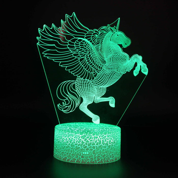 Abstract Green Jumping Unicorn Optical Illusion Lamp
