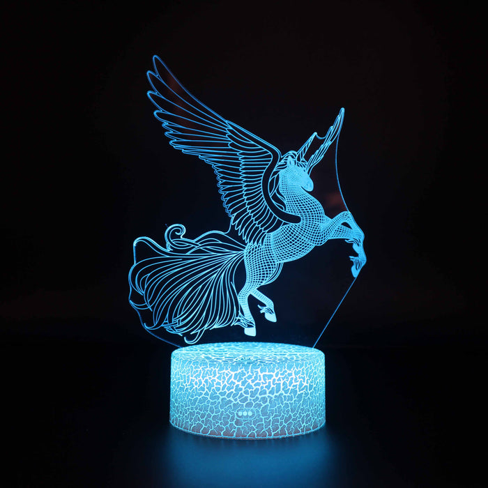 Abstract Light Blue Jumping Unicorn Optical Illusion Lamp