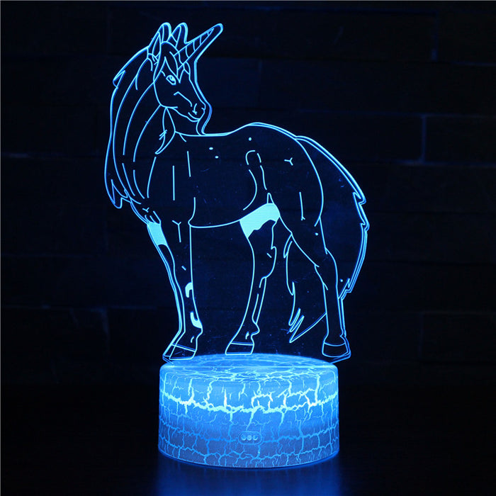 Abstract Light Blue Unicorn Optical Illusion Lamp