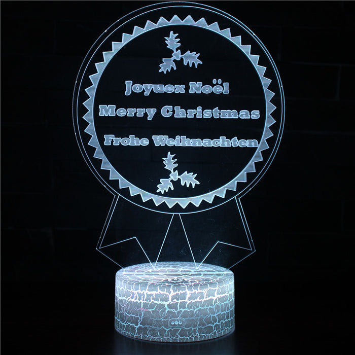 Merry Christmas Different Languages 3D Optical Illusion Lamp