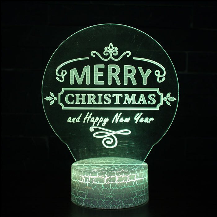 Merry Christmas Happy New Year 3D Optical Illusion Lamp