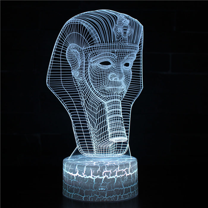 Halloween Pharaoh Head 3D Optical Illusion Lamp