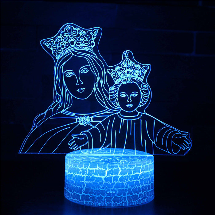 Virgin Mary & Baby Jesus 3D Optical Illusion Lamp