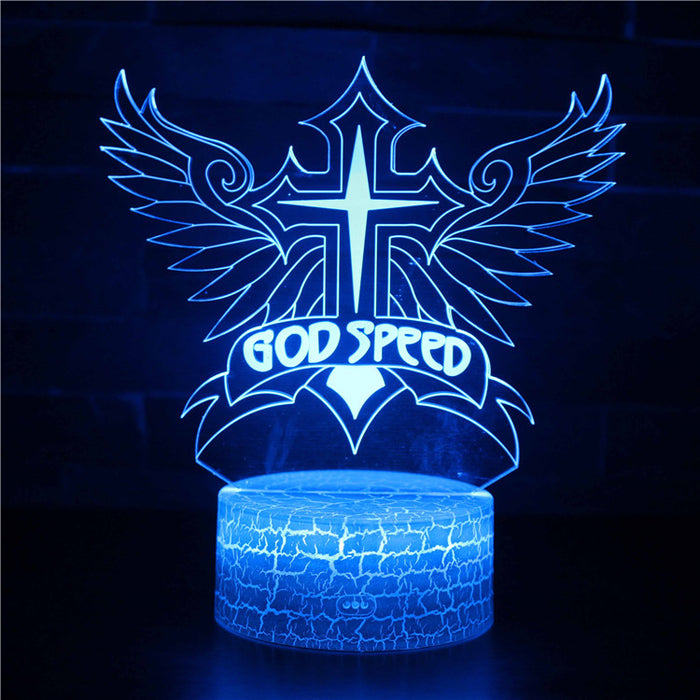 God Speed Cross 3D Optical Illusion Lamp