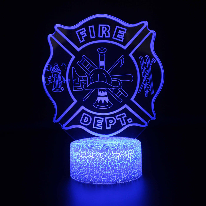 Fire Dept. Team Logo 3D Optical Illusion Lamp