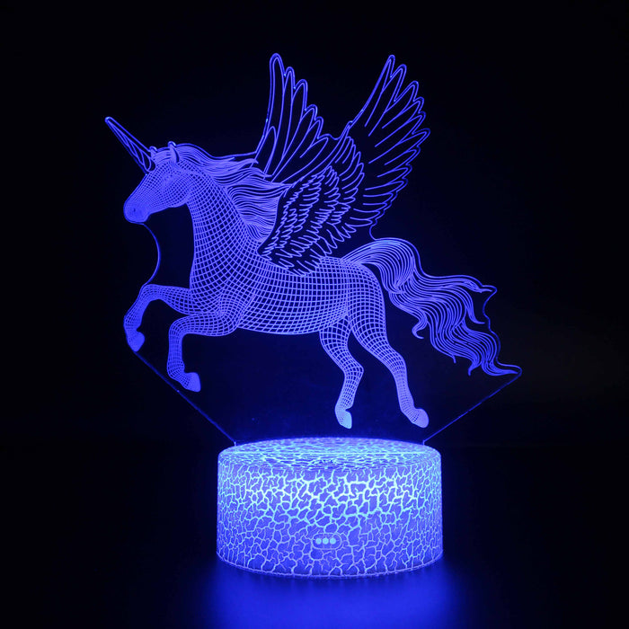 Abstract Dark Blue Unicorn Optical Illusion Lamp