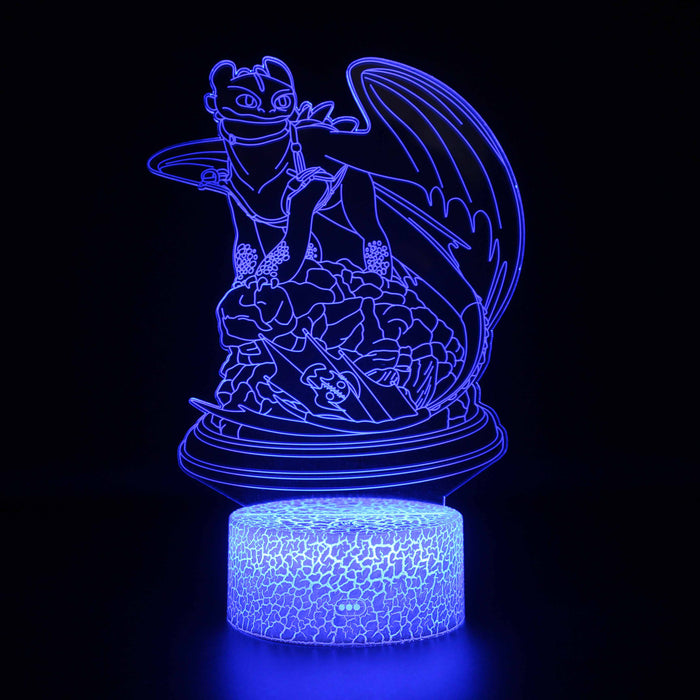 Cartoon Animated Dragon Dinosaur 3D Optical Illusion Lamp