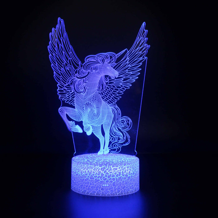 Abstract Beautiful Blue Unicorn Optical Illusion Lamp
