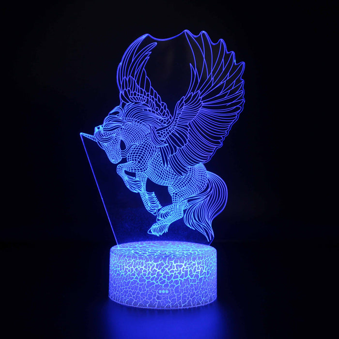 Abstract Beautiful Flying Unicorn Optical Illusion Lamp