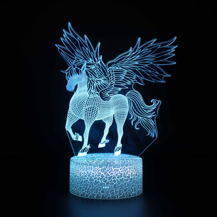 Abstract Light Blue Beautiful Unicorn Optical Illusion Lamp
