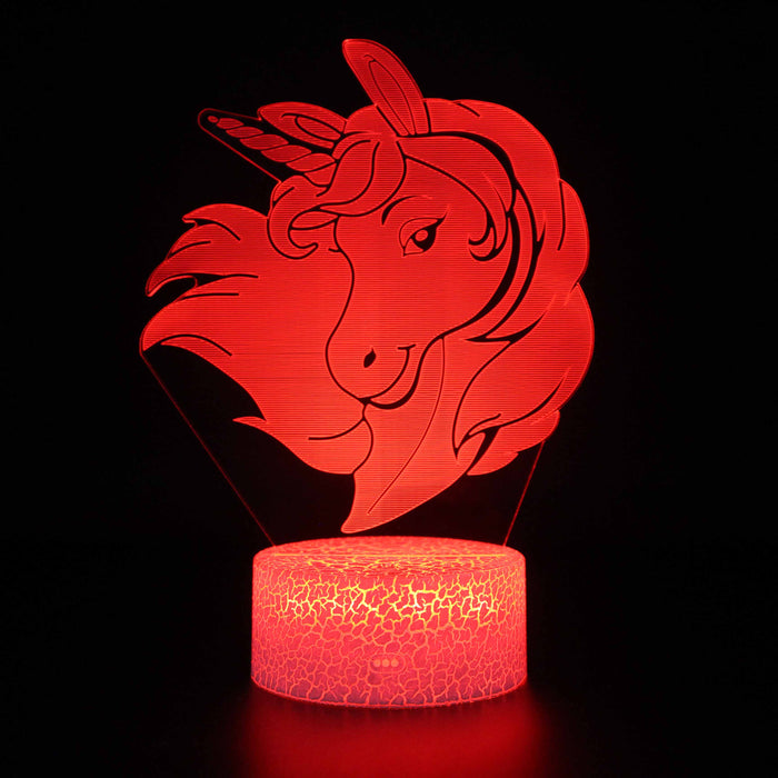 Abstract Beautiful Red Unicorn Optical Illusion Lamp