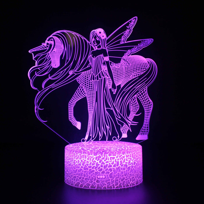 Abstract Unicorn With Fairy Optical Illusion Lamp