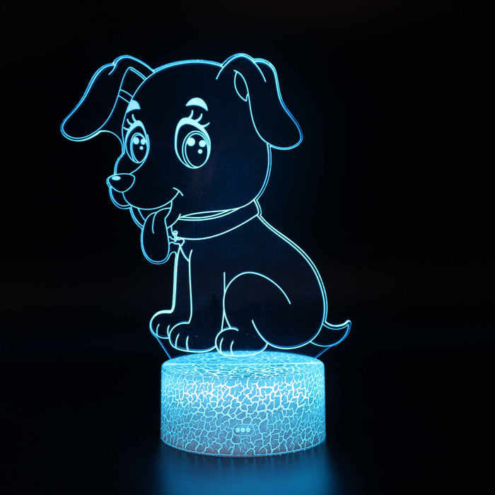 Animated Cute Puppy Dog 3D Optical Illusion Lamp