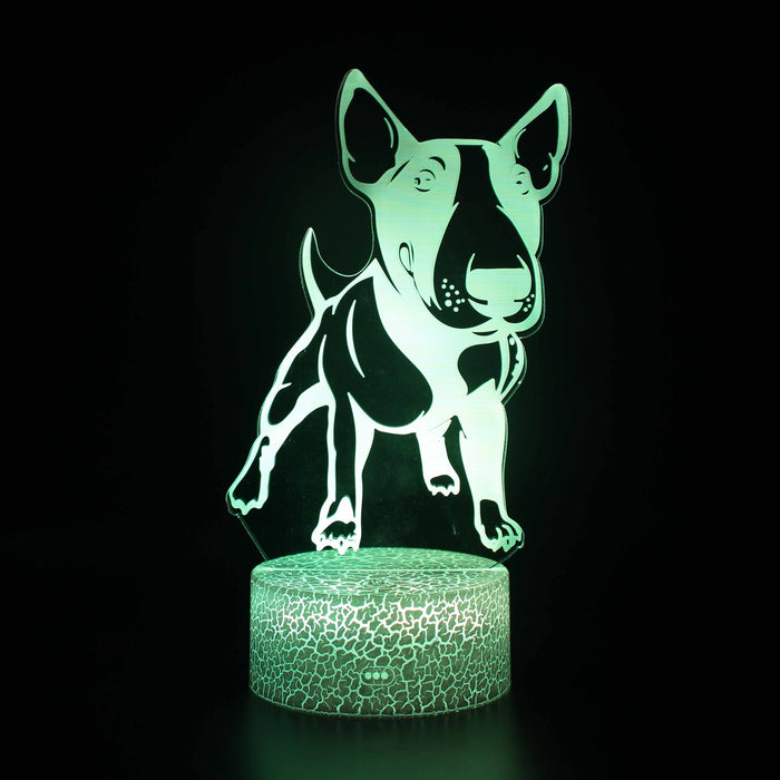 Bull Terrier Dog 3D Optical Illusion Lamp