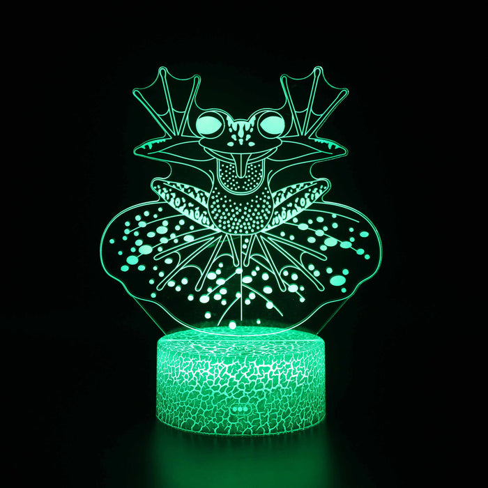Animated Funny Frog On Lillypad 3D Optical Illusion Lamp