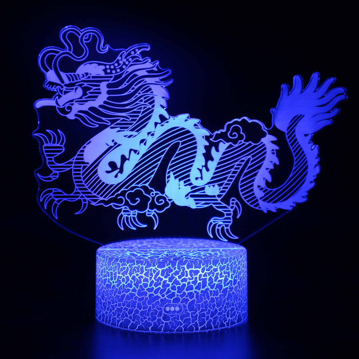 Abstract Zodiac - Blue Dragon Optical Illusion Lamp