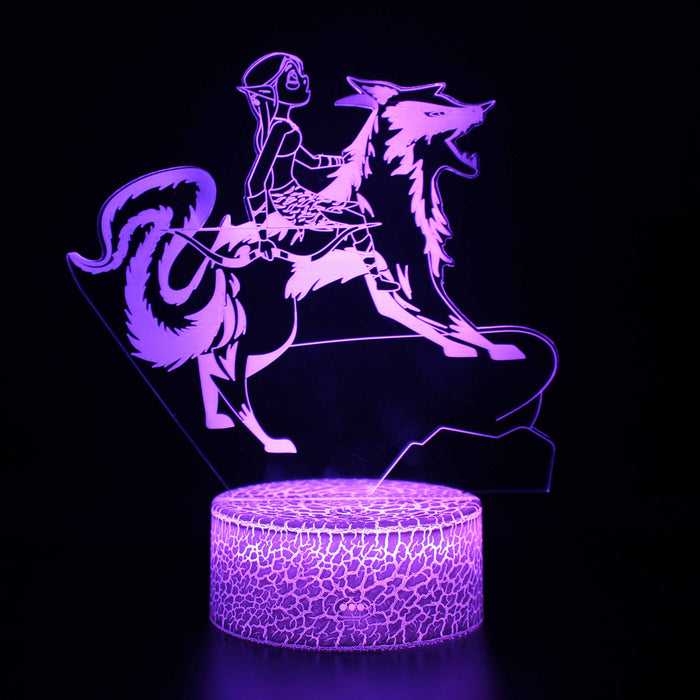 Abstract Warrior on Wolf Optical Illusion Lamp