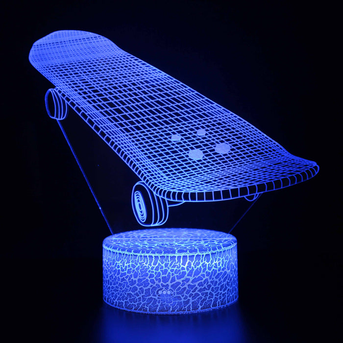 Abstract 3D Skateboard Illusion Lamp
