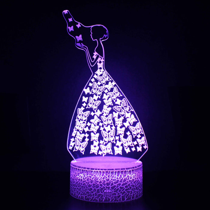 Butterfly Fairy 3D Optical Illusion Lamp
