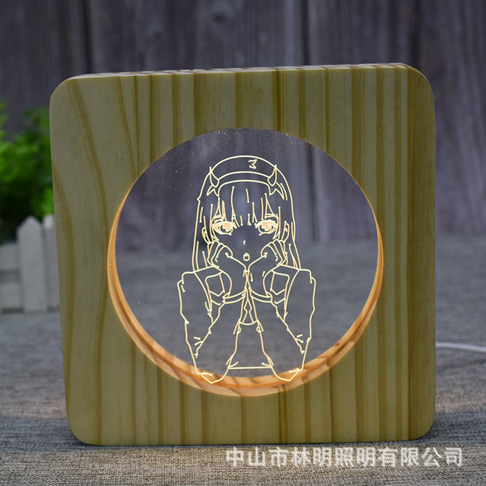 Anime Character Wood Frame 3D Optical Illusion Lamp