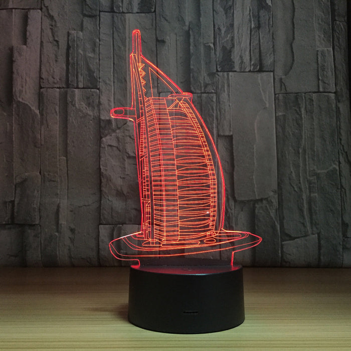 Burj Al Arab Hotel 3D Optical Illusion Lamp - 3D Optical Lamp