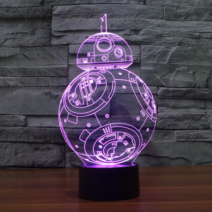 Star Wars Inspired BB-8 3D Optical Illusion Lamp - 3D Optical Lamp