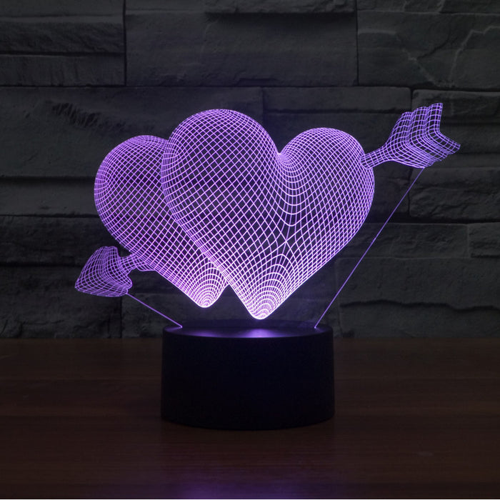 Struck By Cupid's Arrow 3D Optical Illusion Lamp - 3D Optical Lamp