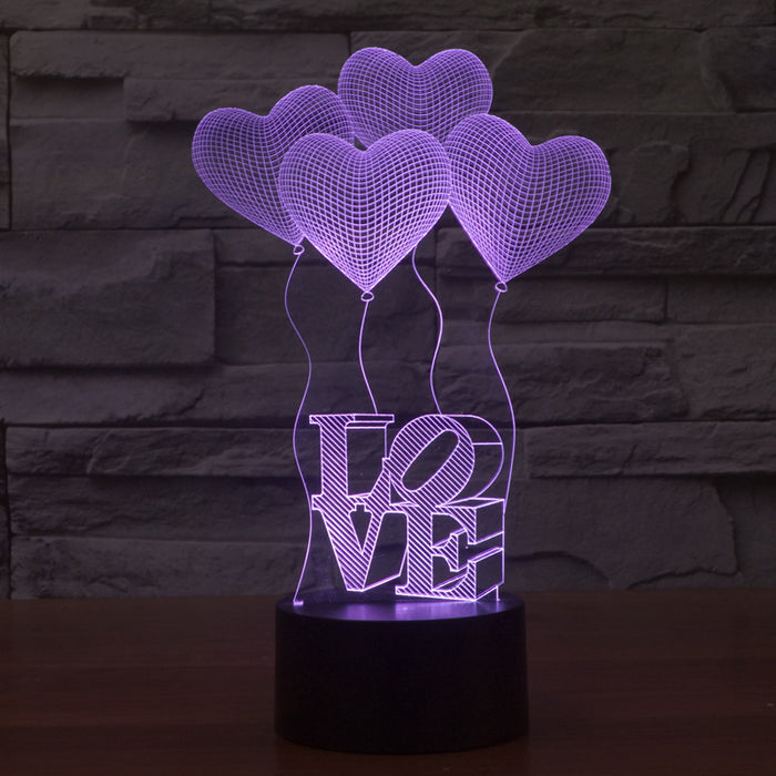 Celebratory Love Sculpture 3D Optical Illusion Lamp - 3D Optical Lamp