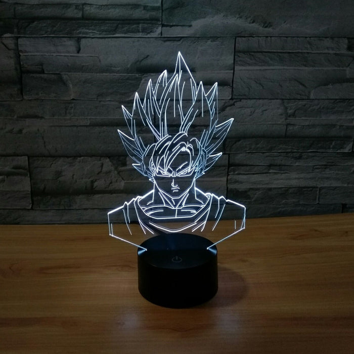 Dragon Ball Z Inspired Super Saiyan Goku 3D Optical Illusion Lamp - 3D Optical Lamp