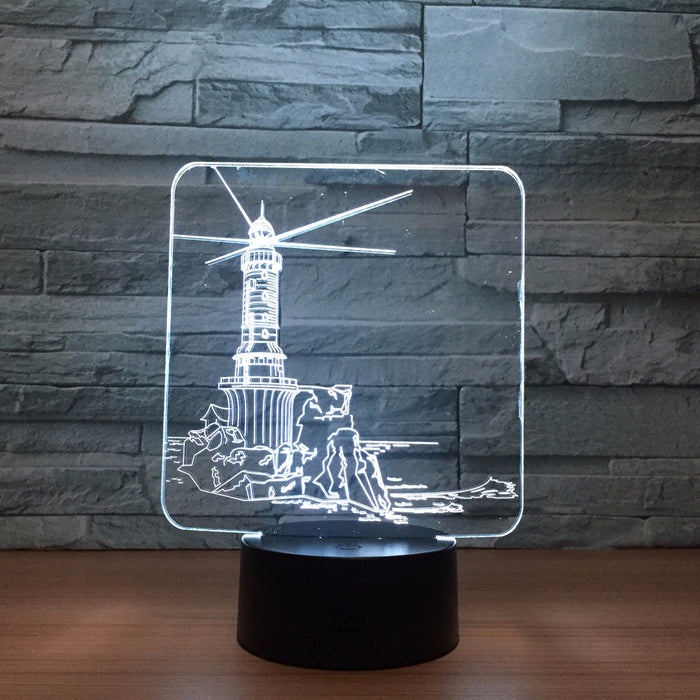 Dutch Windmill 3D Optical Illusion Lamp - 3D Optical Lamp