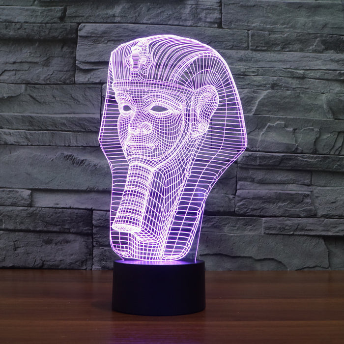 Egyptian Pharaoh Head Bust 3D Optical Illusion Lamp - 3D Optical Lamp