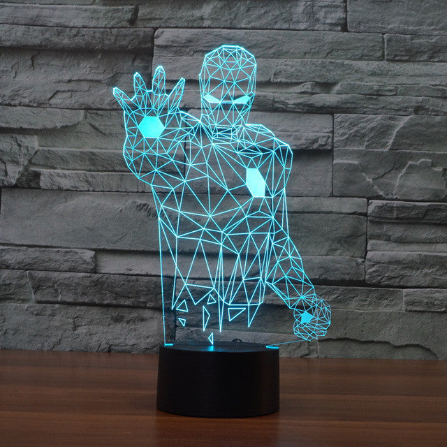 Marvel Inspired Armed Iron Man 3D Optical Illusion Lamp - 3D Optical Lamp