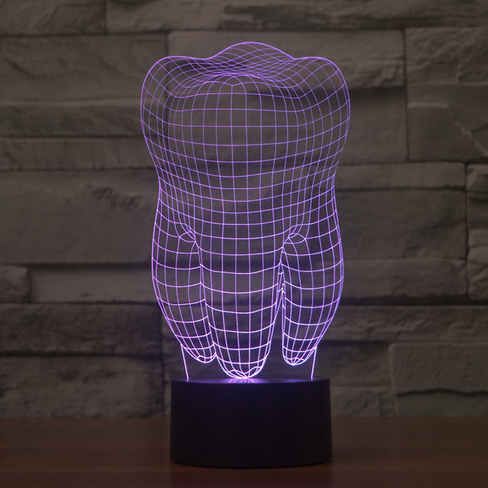 Realistic Human Tooth Sculpture 3D Optical Illusion Lamp - 3D Optical Lamp