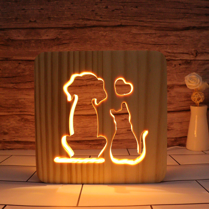 Dog & Cat Hallow Carving Lamp