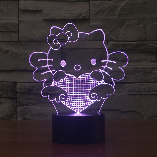 Hello Kitty Inspired Kitty Angel 3D Optical Illusion Lamp - 3D Optical Lamp